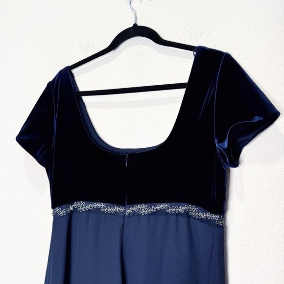 Vintage Michealangelo Coquette Velvet Empire Beaded Babydoll Maxi Gown Dress Y2K - Picture 6 of 10